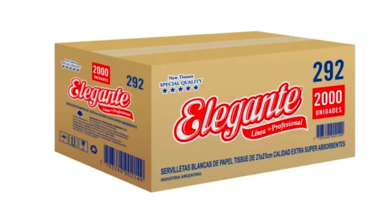 Servilletas Elegante (292) 21 X 21 Cm Caja X 2000 Unidades