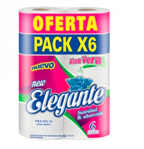 Papel Higiénico Elegante con aloe 6x 30mts. (cod 907)
